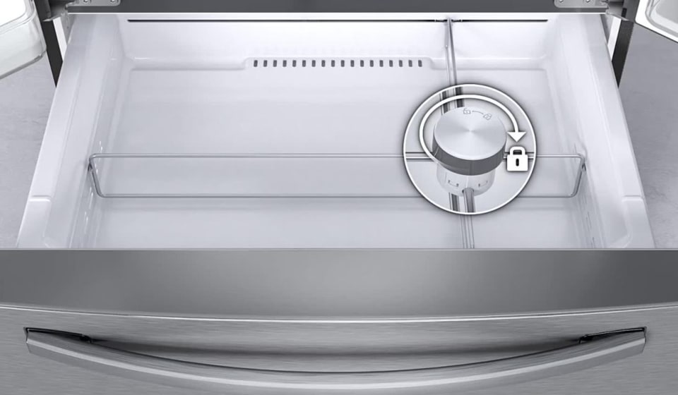 thumbnail video image 2 of Samsung RF22R7551SR 22.2 Cu. Ft. Stainless Family Hub 4-Door French Door Counter-Depth Refrigerator, 2 of 8