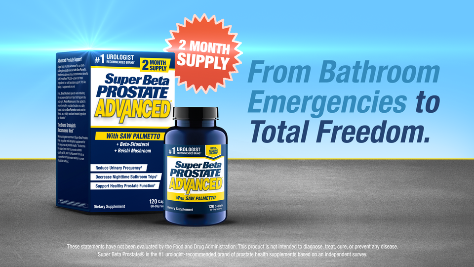 thumbnail video image 3 of Super Beta Prostate Advanced + Saw Palmetto & Beta Sitosterol, Men's Health, Value Size 120 Caplets, 2-Month Supply, 3 of 16