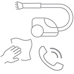 Cleaning icon - showing a hand gentling cleaning with a cloth