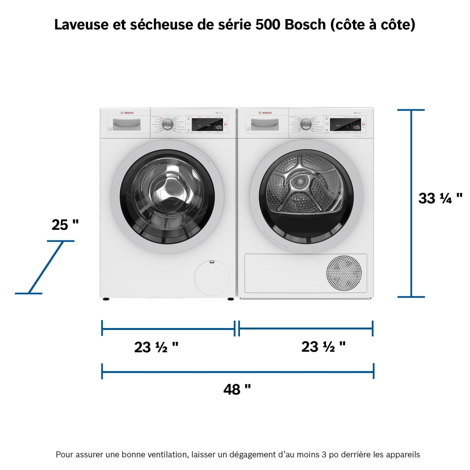 Bosch Série 500 - Laveuse intelligente de 24 pouces de 2,2 pi3 avec  branchement à domicile