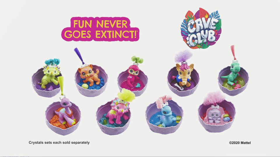 thumbnail video image 2 of Cave Club Dino Baby Crystals, Surprise Pet with Accessories and Slime or Sand, 2 of 8