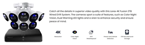 Lorex Fusion 4K 8.0-MP 12-Camera-Capable 2-TB DVR System with 8 Lorex Fusion 4K 8.0-MP 12-Camera-Capable 2-TB DVR System with 8