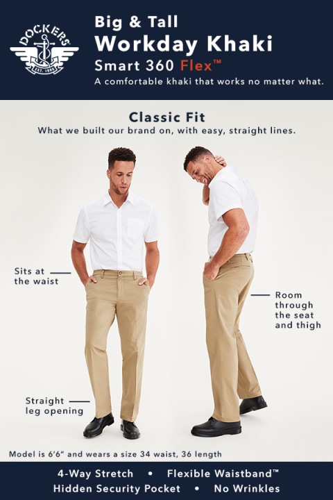 Dockers Men's Workday Khaki Classic Fit Smart 360 Flex Pants