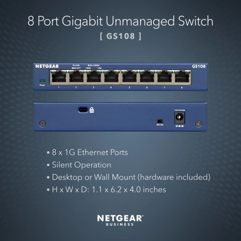 NETGEAR GS108v4 ProSAFE 8-port Gigabit Desktop Switch : Networking