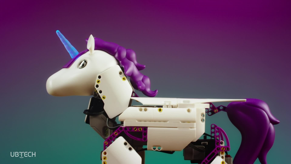 thumbnail video image 2 of UBTECH Mythical Series: Unicornbot Kit-App-Enabled Building & Coding Stem Learning Kit, 2 of 8