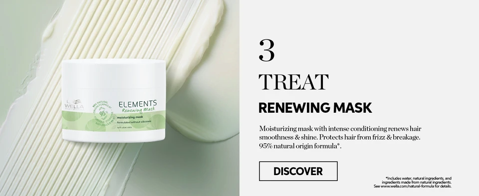 Treat with renewing mask to moisturize hair and protect from frizz and breakage