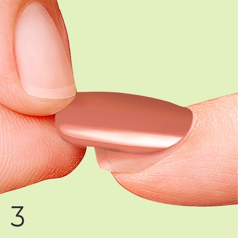 3. Affix artificial nail to natural nail &amp; hold firmly for 5 seconds.