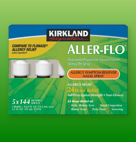 Kirkland Signature Aller-Flo packaging