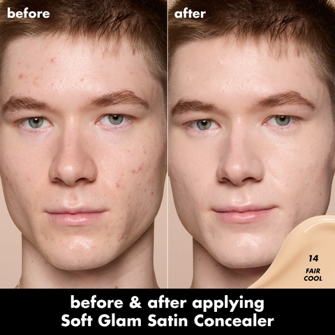 Soft Glam Satin Concealer before and after model image