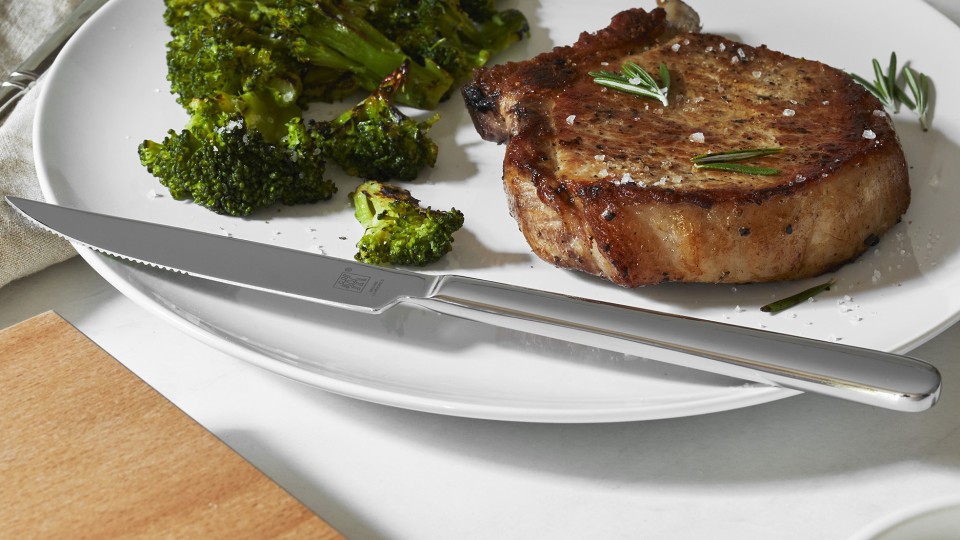 thumbnail video image 2 of ZWILLING Contemporary Steak Knife Set of 8, Oval handle, Stainless Steel, with 12" x 10" case, 2 of 10