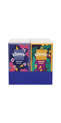 Kleenex On the Go Ultra Facial Tissue, 3-ply, 10 Tissues/Box, 8