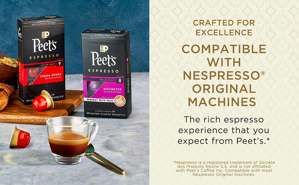 Peet's Coffee Nespresso Compatible Aluminum Capsules, 80count