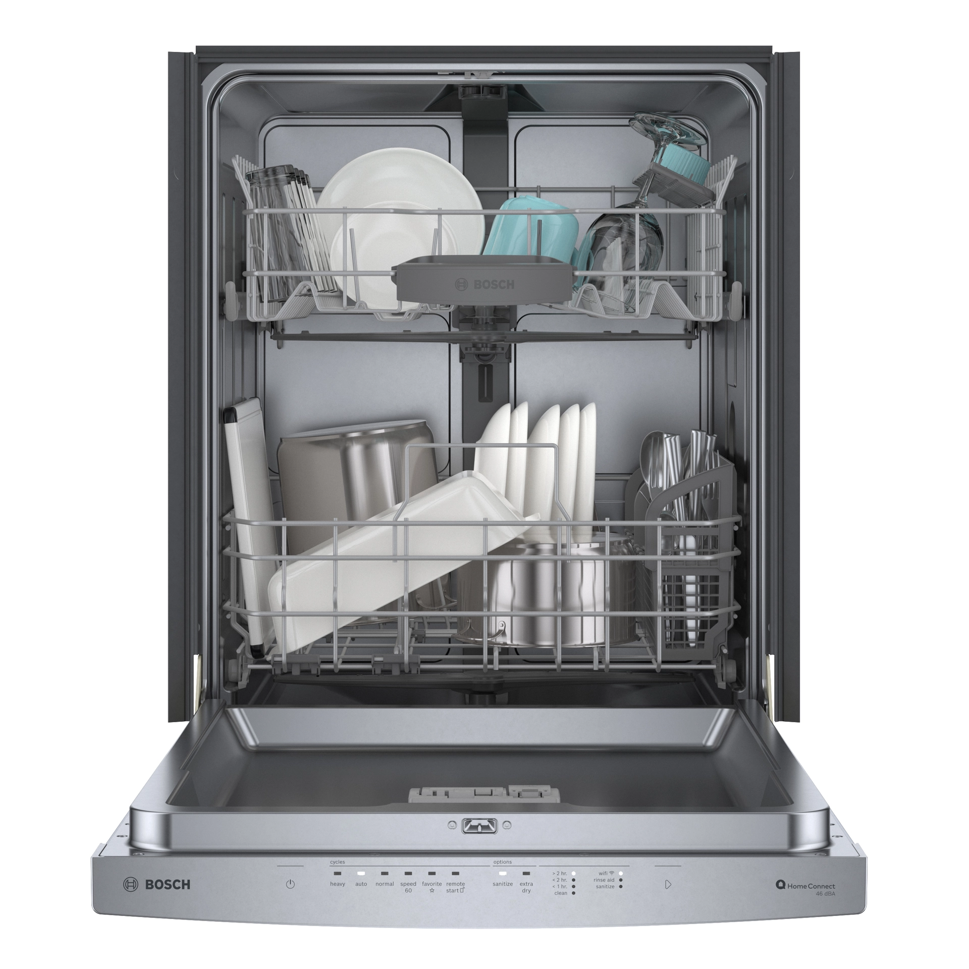 Bosch 300 Series 46 dBA Stainless Steel 2-Rack Smart Built-In