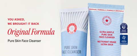 Original Pure Skin Face Cleanser formula next to new packaging
