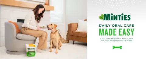 Minties Daily Oral Care Made Easy. It only takes one Minties a day to keep  your dog's smile plaque and tartar free.