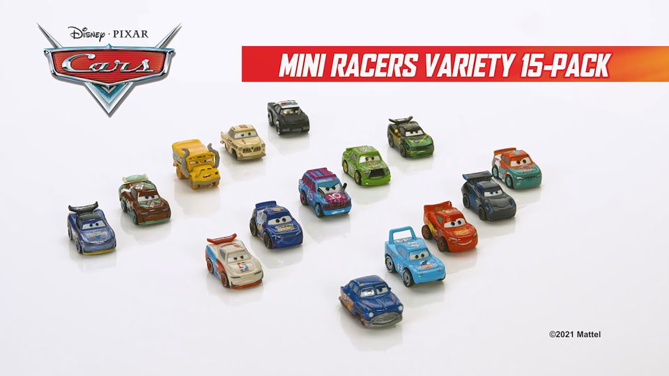 thumbnail video image 2 of Disney / Pixar Cars Die Cast Metal Mini Racers Mini Racers Variety Car 15-Pack, 2 of 3