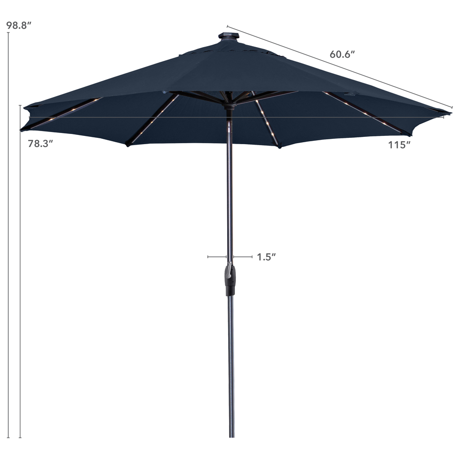 Sunvilla 10’ LED Solar Market Umbrella with Rechargeable & Removable Li ...