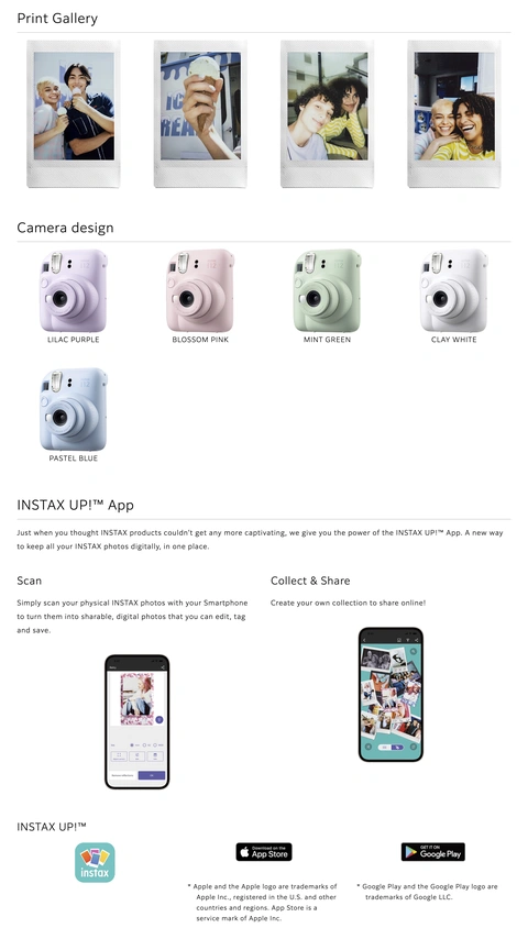 Camara Fujifilm Instax Mini 12 Lila Pack de Pelicula x 20