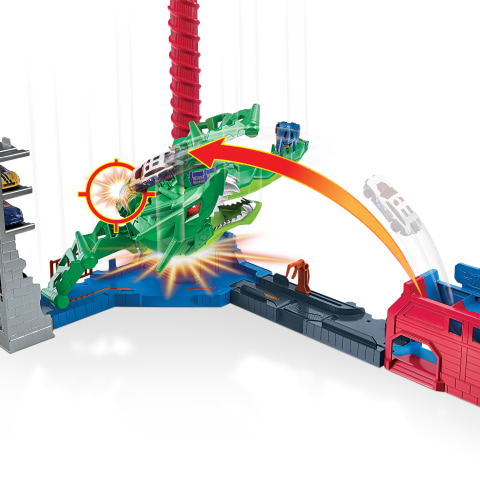 Hot Wheels Dragon Blast Portable Toy Set Boy Track Athletics Alloy