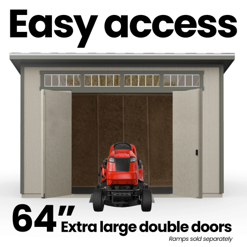 An extra-wide 64&quot; door opening makes it easy to bring ATV&#39;s, tractors or your bandmate&#39;s oversized gear in and out.