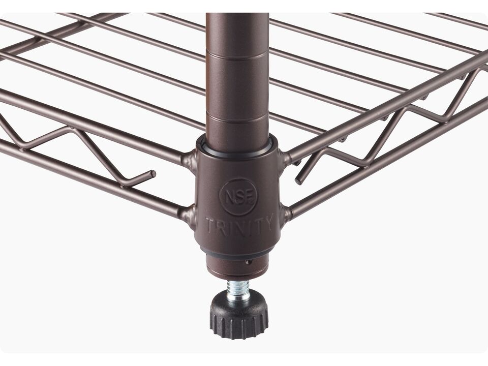 TRINITY 4Tier Indoor Wire Shelving Rack, 36” x 14” x 54”, NSF, Dark