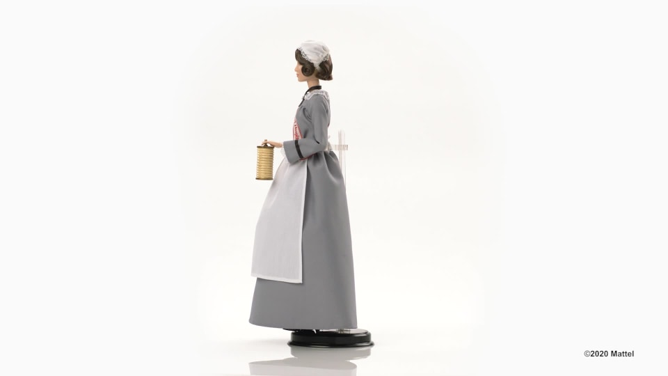 thumbnail video image 2 of Barbie Inspiring Women Florence Nightingale Collectible Doll, Approx. 12 inch, 2 of 7