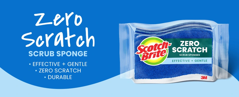 Scotch-Brite Non-Scratch Scrub Sponge, Blue, 3/Pack (MP-3-8-D
