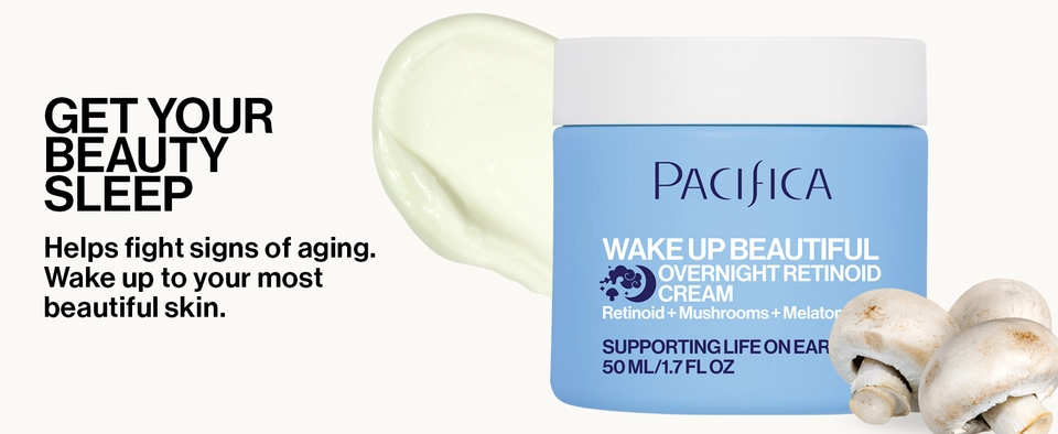 pacifica wake beautiful retinoid night cream overnight anti-aging moisturizer hyaluronic acid melatonin reduces wrinkles fine lines hydrating routine