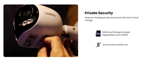 Keep your footage private and secure with built-in local storage.