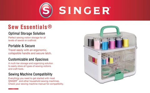 SINGER Sew Essentials Sewing Kit and Storage authentic Case, 224 pcs