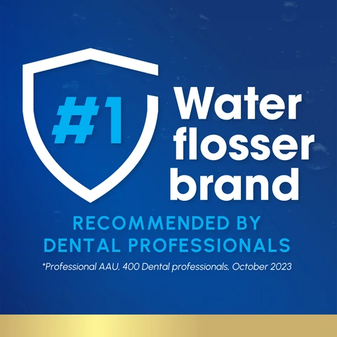 #1 water flosser brand recommended by dental professionals, Professional AAU, 400 Dental professionals, October 2023