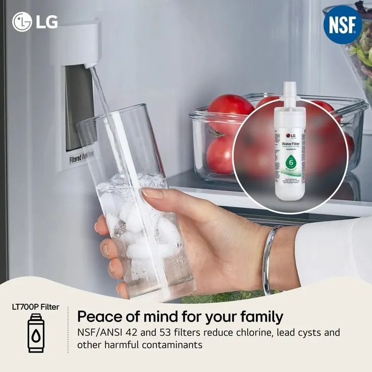 LG refrigerator water filter LT700P location