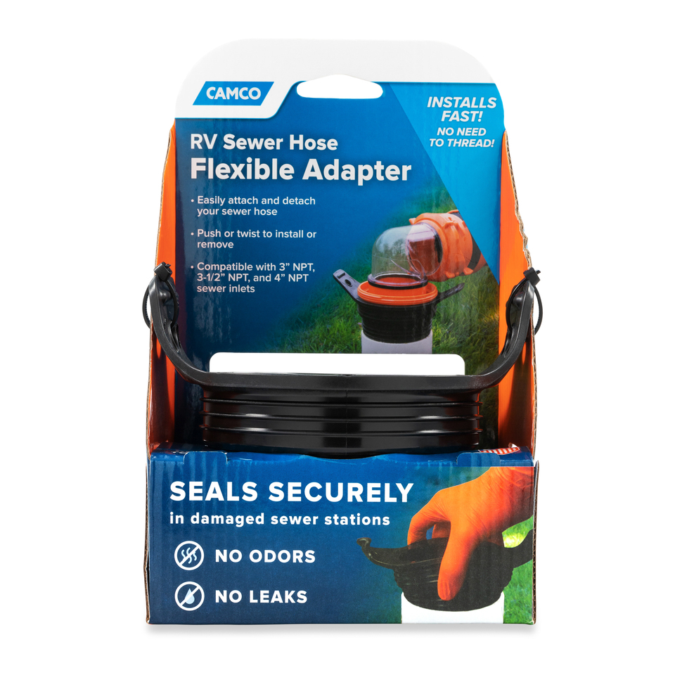 thumbnail video image 2 of Camco Flexible 3-in-1 Sewer Hose Seal Adapter (39318), 2 of 8