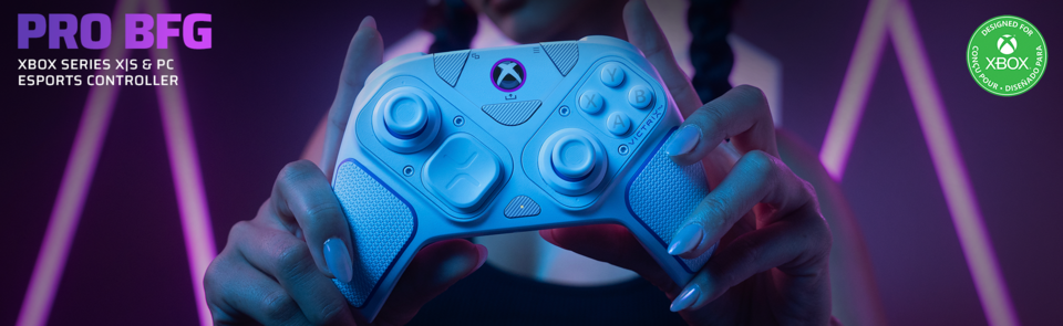 thumbnail video image 2 of Victrix Pro BFG Wireless Controller for Xbox Series X|S, White, 2 of 7
