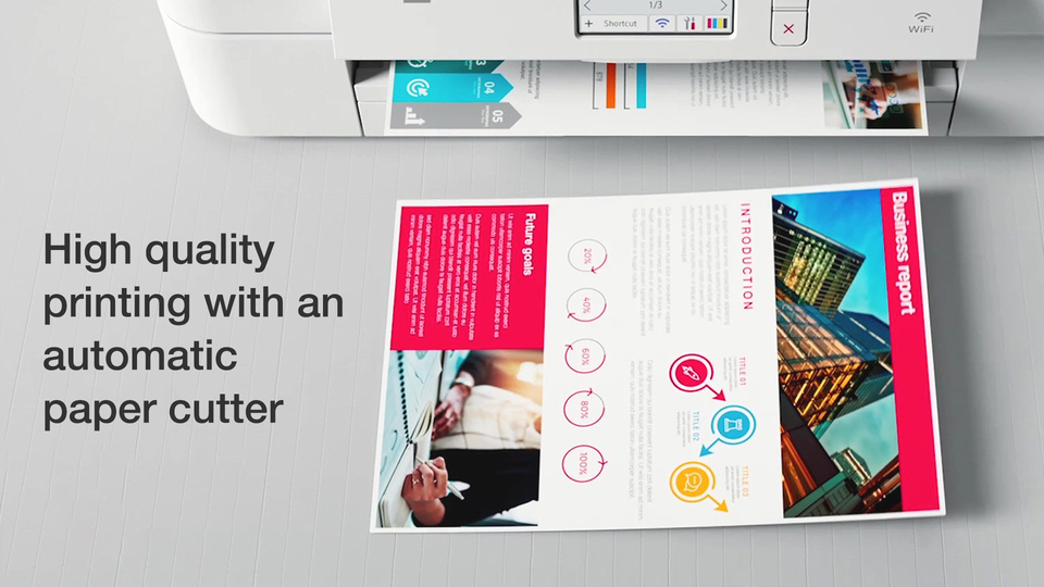 thumbnail video image 2 of Brother MFC-J1800DW Print & Cut Wireless All-In-One Inkjet Printer with Automatic Paper Cutter, 2 of 10