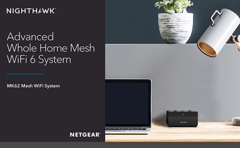 NETGEAR Nighthawk Whole Home Mesh WiFi 6 System (MK62) - AX1800 router with  1 satellite extender, coverage up to 3,000 sq. ft. and 25+ devices