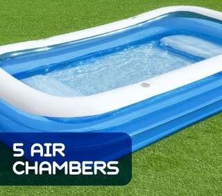 H2OGO! Rectangular Inflatable Family Pool 10 ft. x 6 ft. x 22 in. includes 3 interlocking release valves