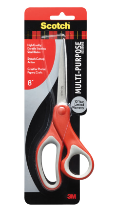 Scotch 1448 Precision Scissors, Pointed, 8 Length, 3-1/8 Cut, Gray/Red 