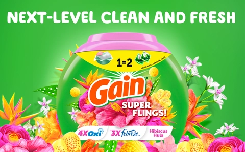 Gain Super Sized Flings Laundry Detergent Pacs, Happy, 3-in
