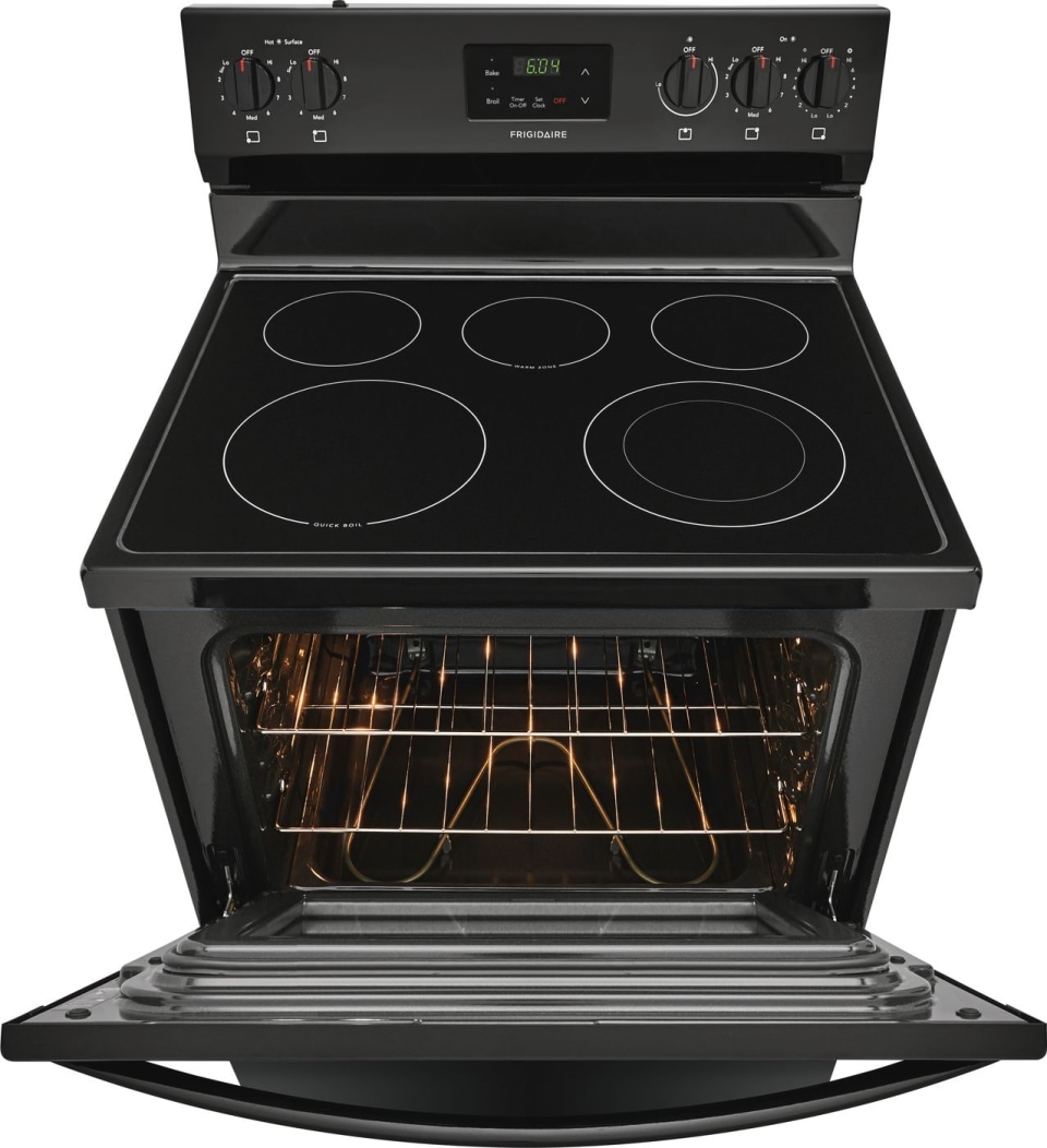 Frigidaire 30-in Smooth Surface 5 Elements 4.9-cu ft Freestanding Electric  Range (Black) at Lowes.com