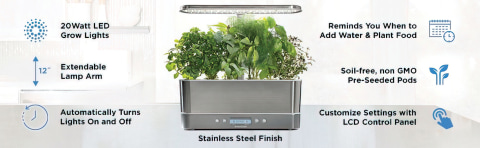 AeroGarden Harvest Elite Slim, Platinum with Gourmet Herbs Seed Kit