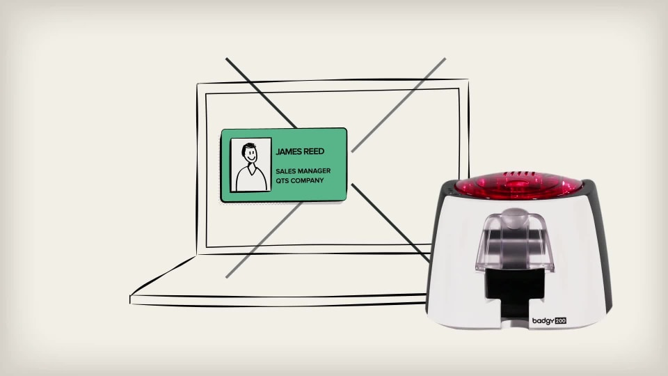 thumbnail video image 2 of Evolis Badgy100 Plastic Color ID Card Printer B12U0000RS, 2 of 3