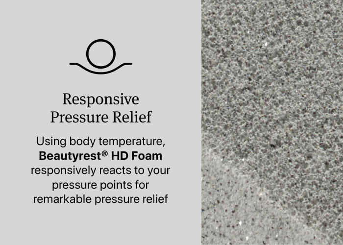 The high density Beautyrest HD Foam responsively reacts to your pressure points for remarkable pressure relief