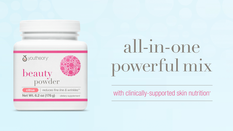 thumbnail video image 2 of Youtheory Beauty Powder Citrus Flavor, Reduces Fine Lines & Wrinkles, 21 Servings, 2 of 8