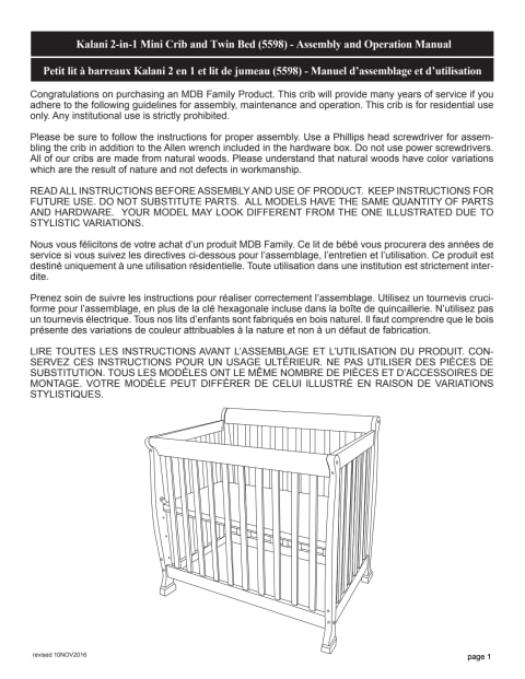 DaVinci Kalani 4-in-1 Convertible Mini Crib, Gray - Walmart.com