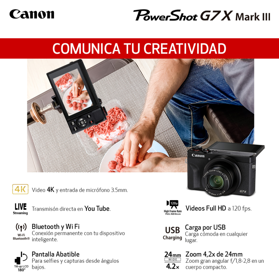  Canon PowerShot G7 X 20.2 Mp con zoom óptico de 4.2