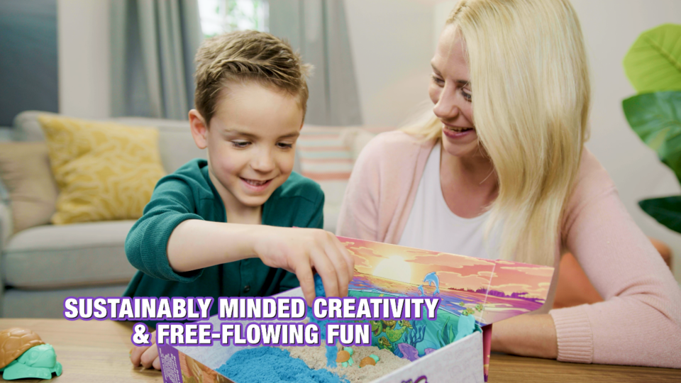 thumbnail video image 3 of Kinetic Sand, Project Planet Turtle Beach, 14oz Sand, Tools & Molds, Sustainably Minded, 3 of 13