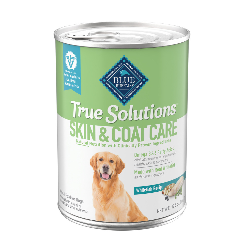 thumbnail video image 2 of Blue Buffalo True Solutions Skin & Coat Care Wet Dog Food, 12.5-oz. Can, 2 of 12