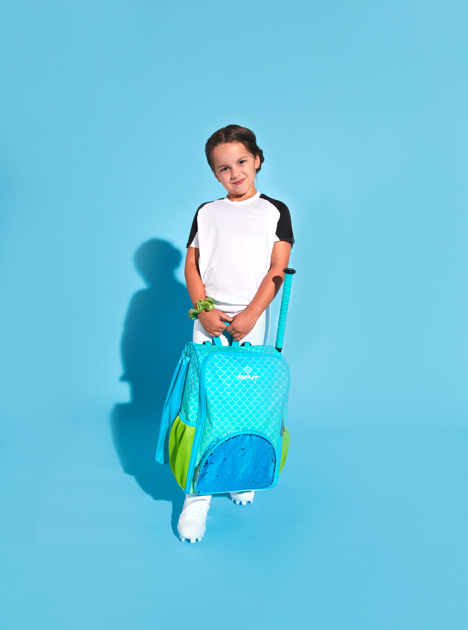 RIP-IT Play Ball Backpack For Softball - Emma Collection Pink & Aqua Mermaid Pattern - View #2