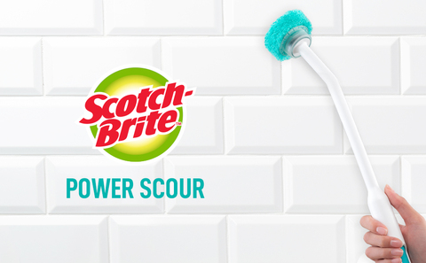 Scotch-Brite Power Scour Toilet Cleaning System, Toilet Bowl Cleaner with Disposable Scrub Pad Tablets, Includes 1 Wand, Stand and 5 Scrubbing Pad